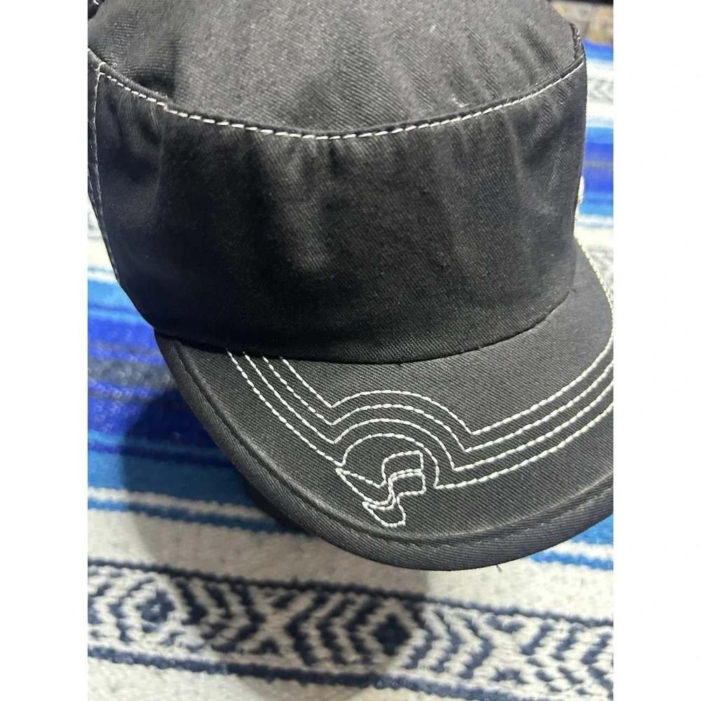 Vintage Y2K Steamboat Springs Black Cadet Cap Adjustable Embroidered Patrol Hat